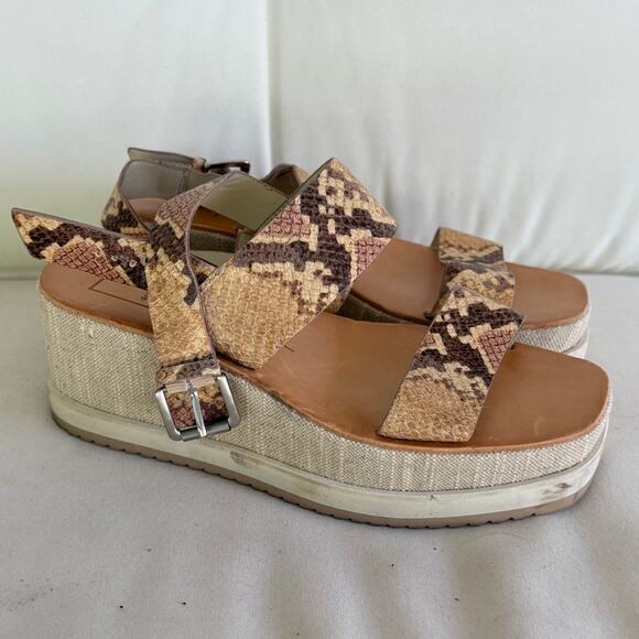 Dolce Vita Idrah Embossed Leather Sandals 8.5 Tan Beige Brown Platform 90s Y2K - Picture 3 of 7